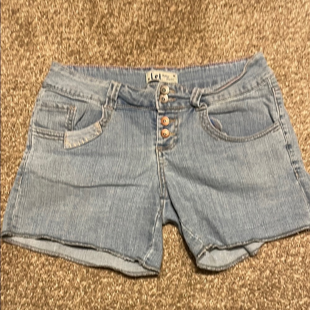 Lee Light Blue Button-Front Denim Shorts